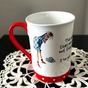Vintage Shoe Lover Fanatic Russ Berrie Skinny Card Mug Cup -Gently Used